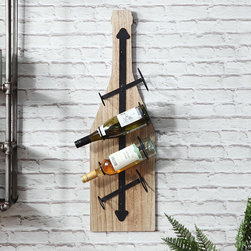 Rustic Wall Mounted Bottle Shaped Wine Rack 