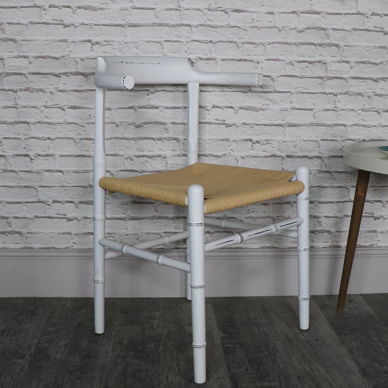 Rustic White Wooden Occasional Dining Chair