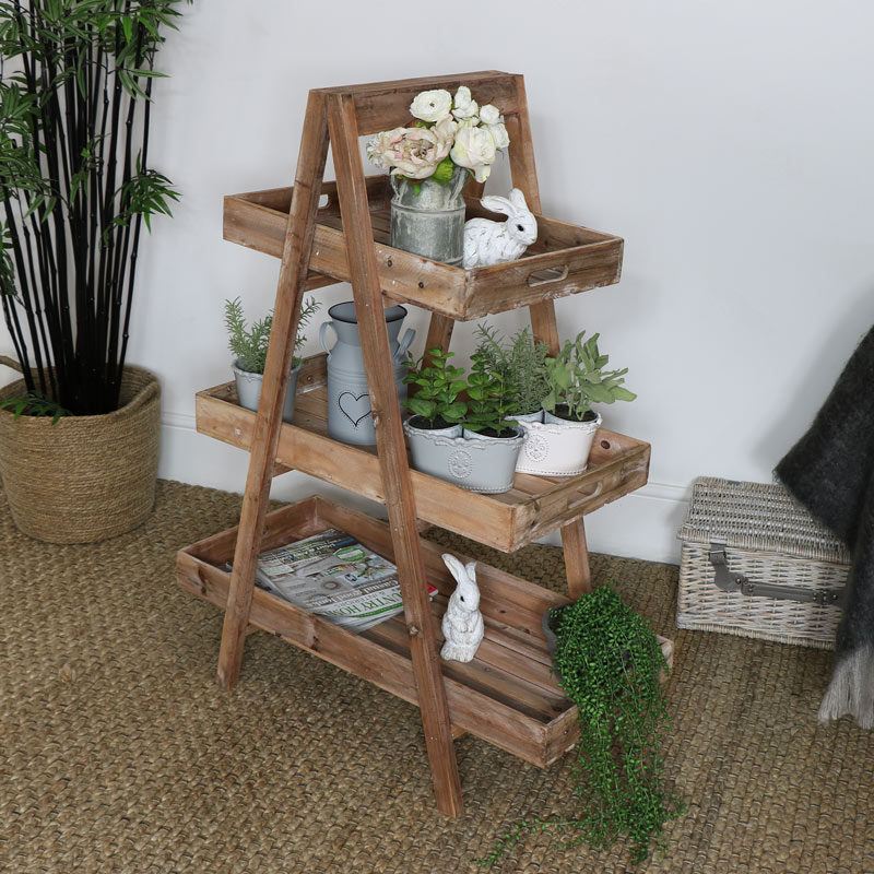 Rustic Wooden 3 Tier Display Stand