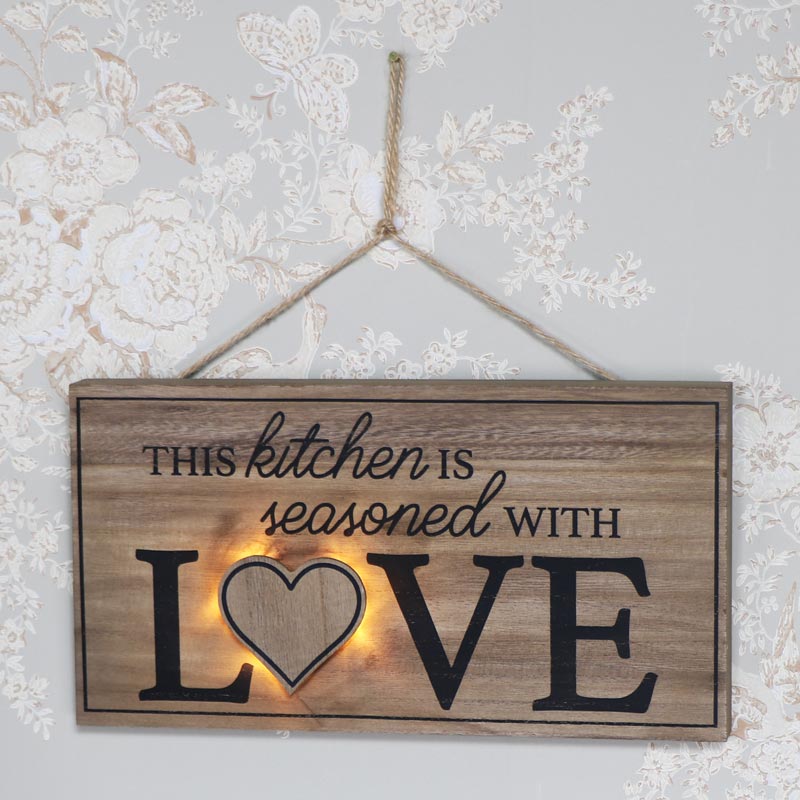 Rustic Wooden Wall Mounted LED Love Plaque
