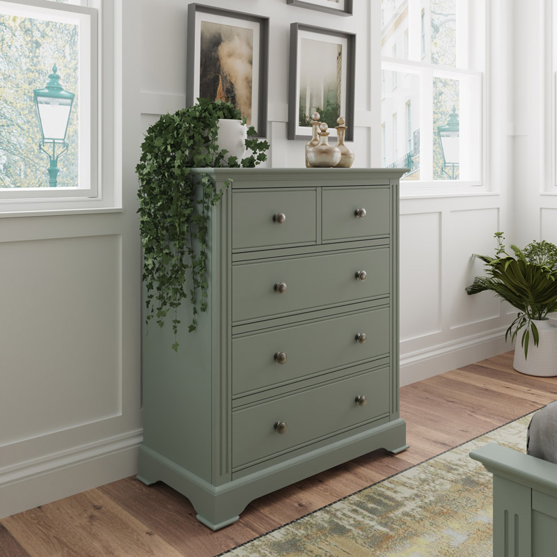 Sage Green 5 Drawer Chest of Drawers