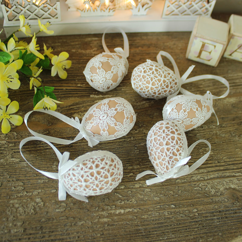 Set of 6 Decorative Crochet Covered Easter Eggs