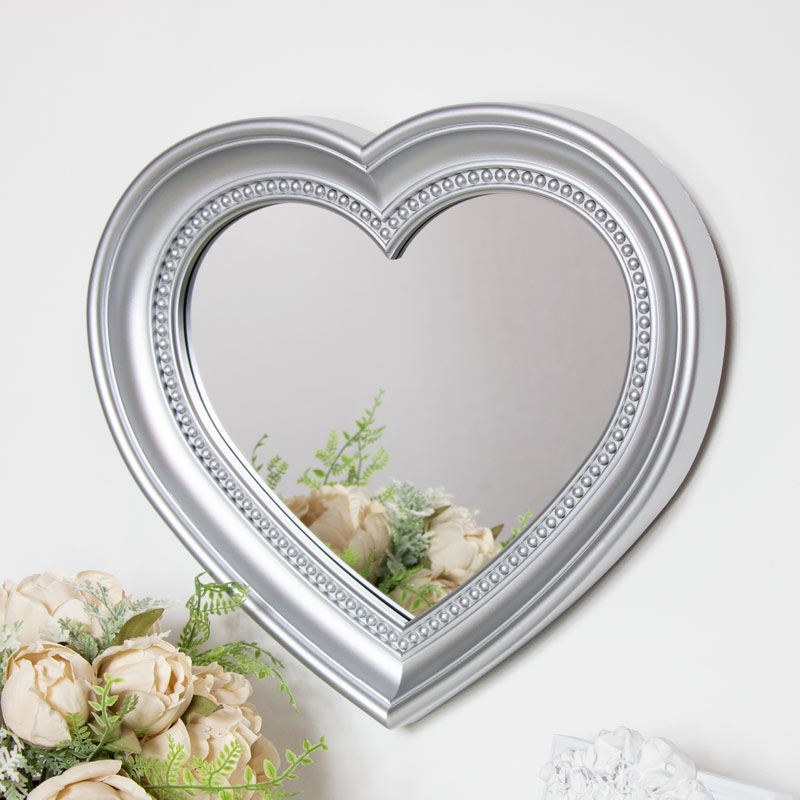 Silver Heart Wall Mounted Mirror