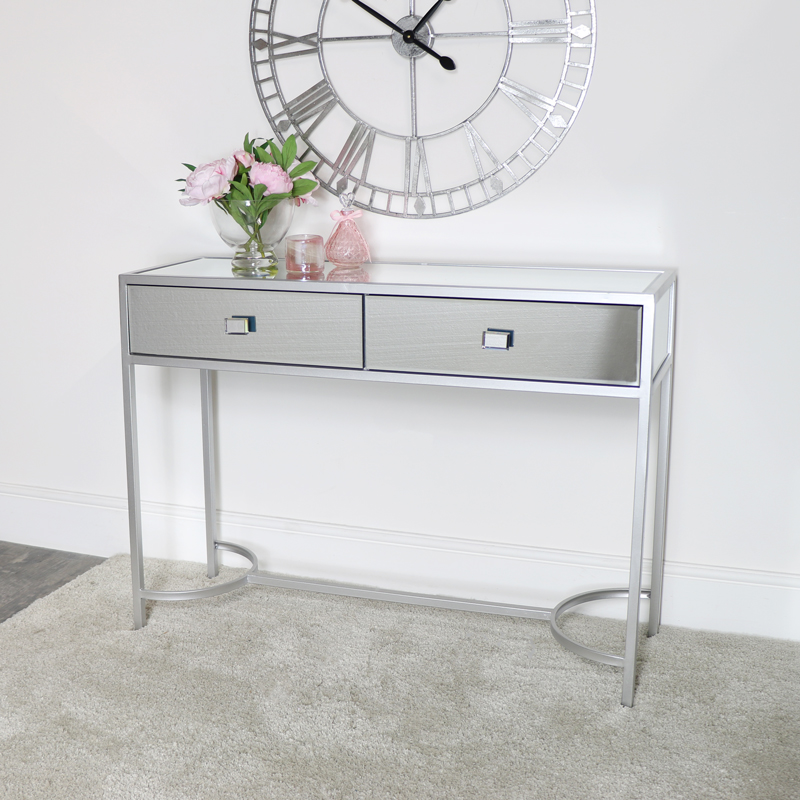 Silver Mirrored Console Hall Table - Thalia Range DAMAGED SECOND 3991