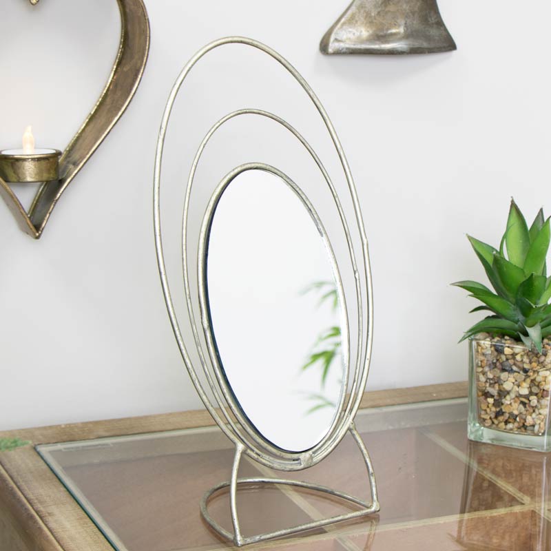 Silver Oval Vanity Mirror