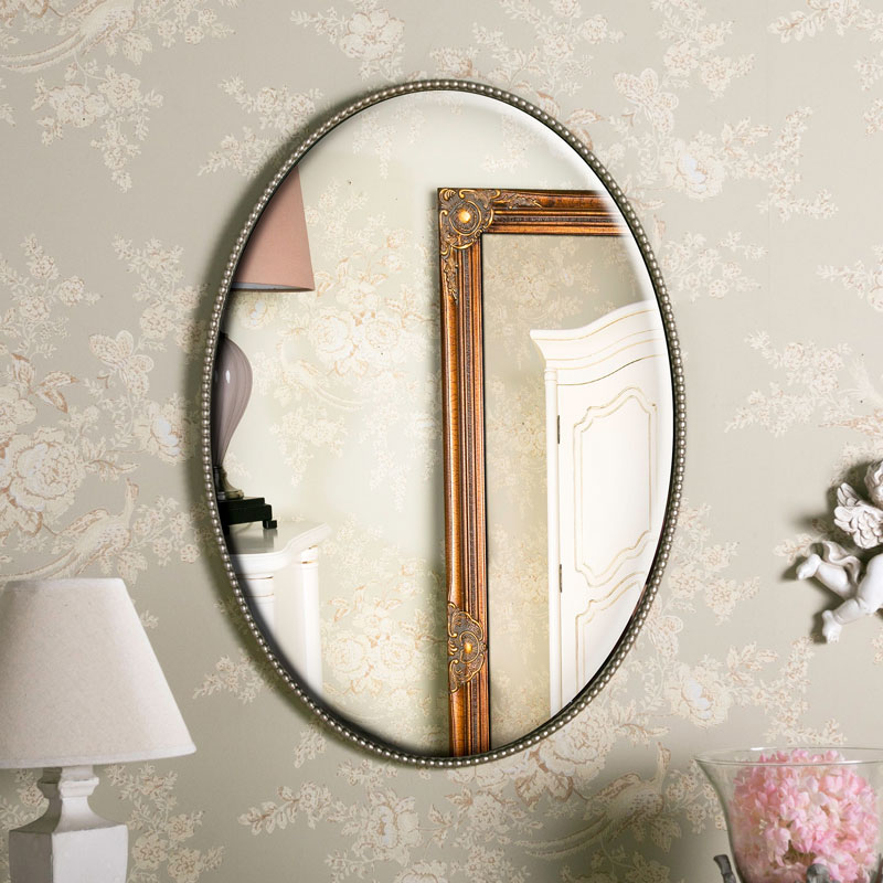 Silver Oval Wall Mirror 48cm x 68cm