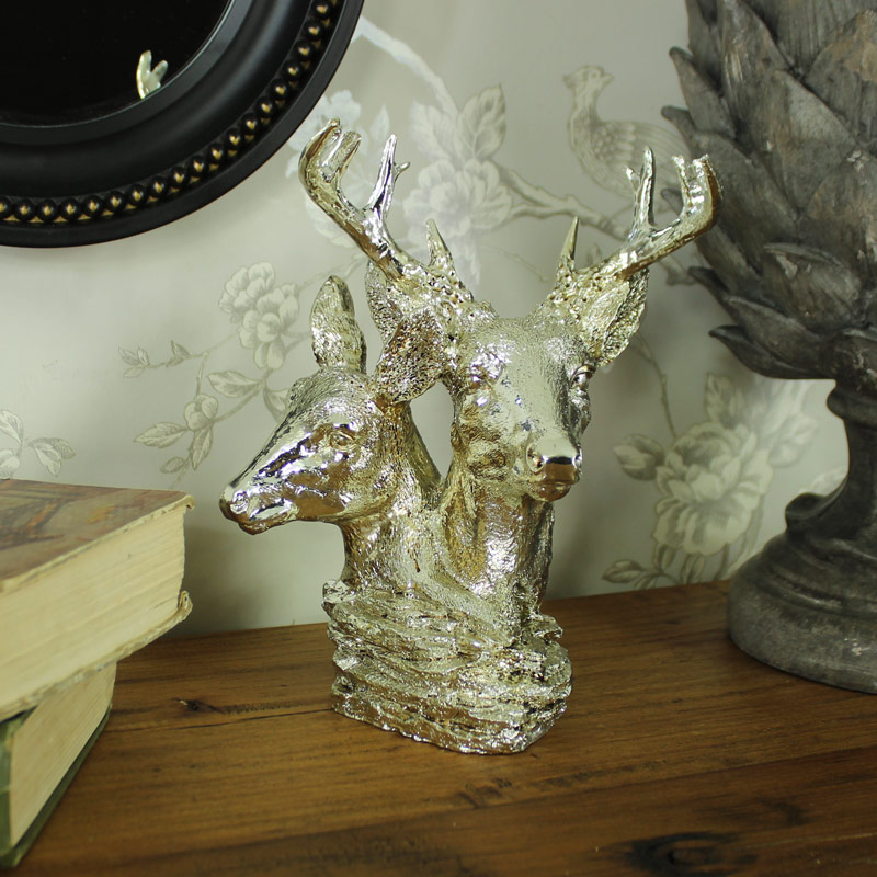 Silver Stag Head Ornament