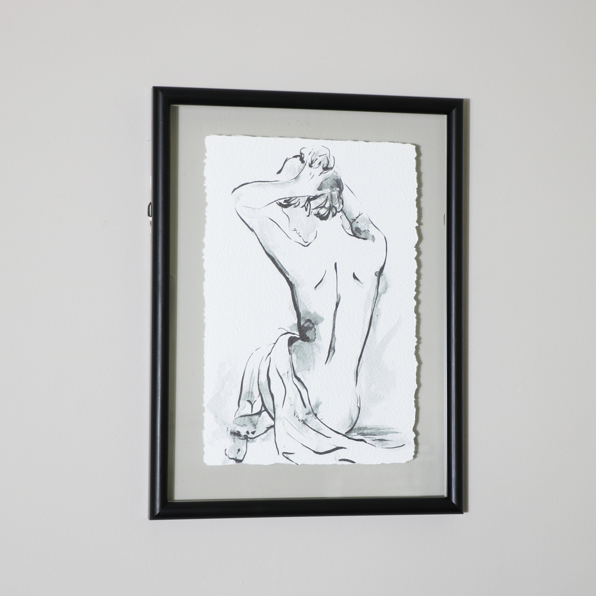 Sitting Woman Silhouette Black Framed Picture
