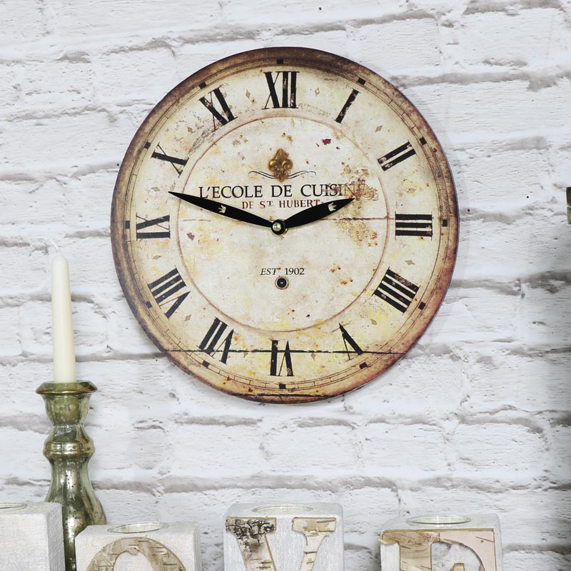 Small Cream Vintage French Wall Clock