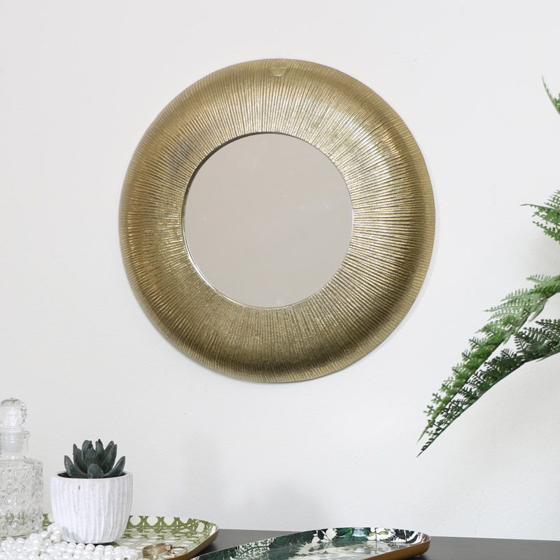 Small Gold Curved Wall Mirror 30.5cm x 30.5cm