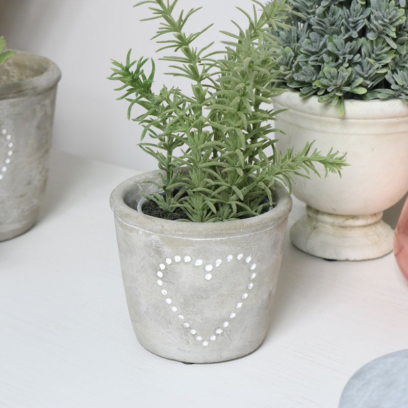 Small Grey Stone Heart Planter 