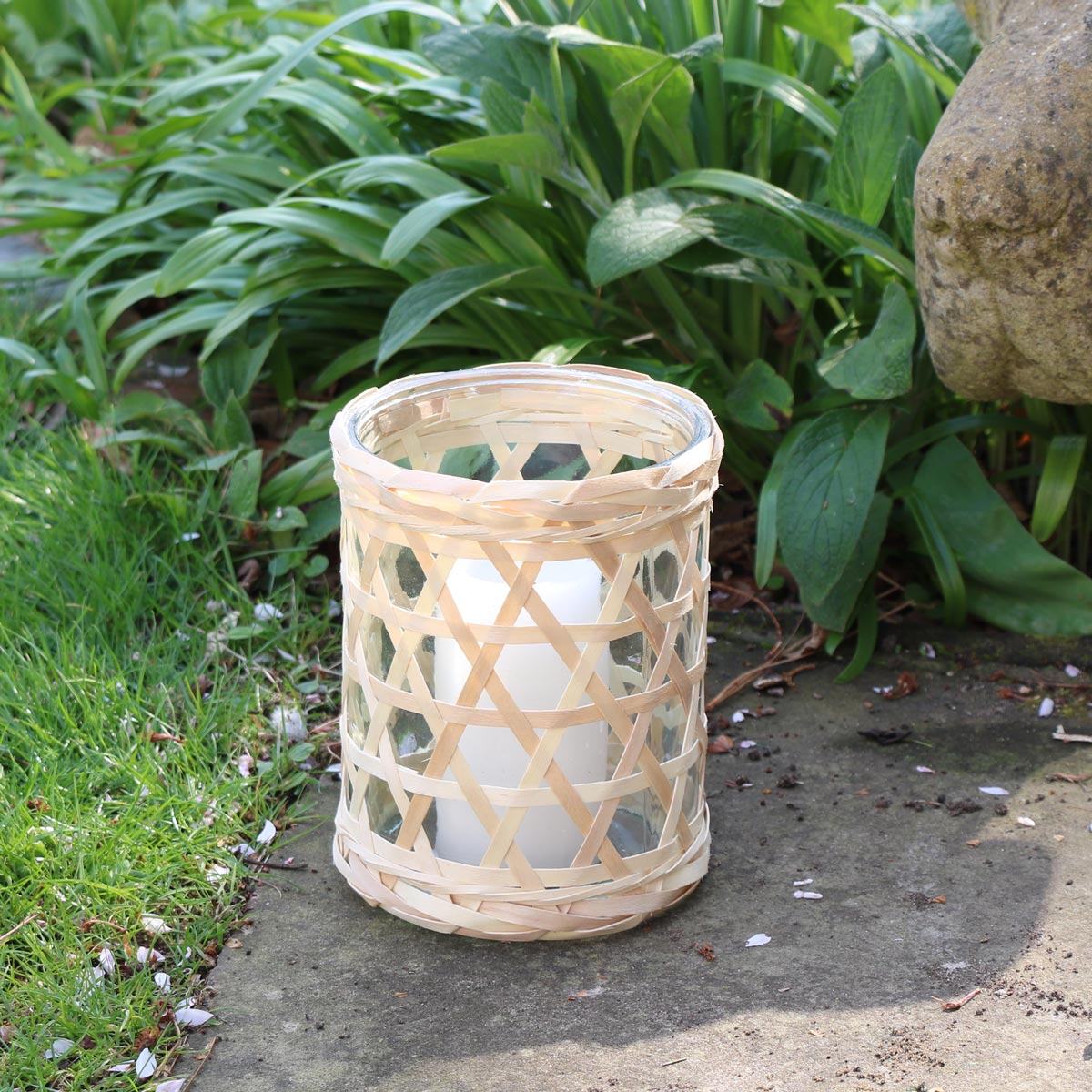 Small Glass Rattan Weave Candle Vase