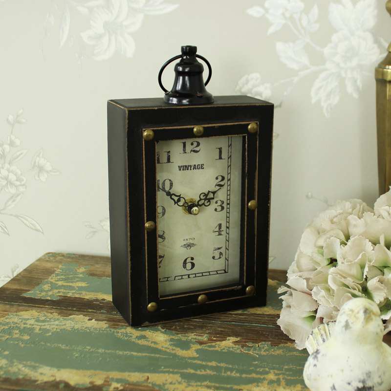 Small Vintage Brown Desk Clock