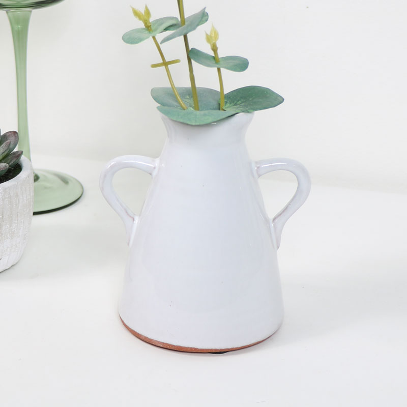 Small White Ceramic Jug Style Candle Holder