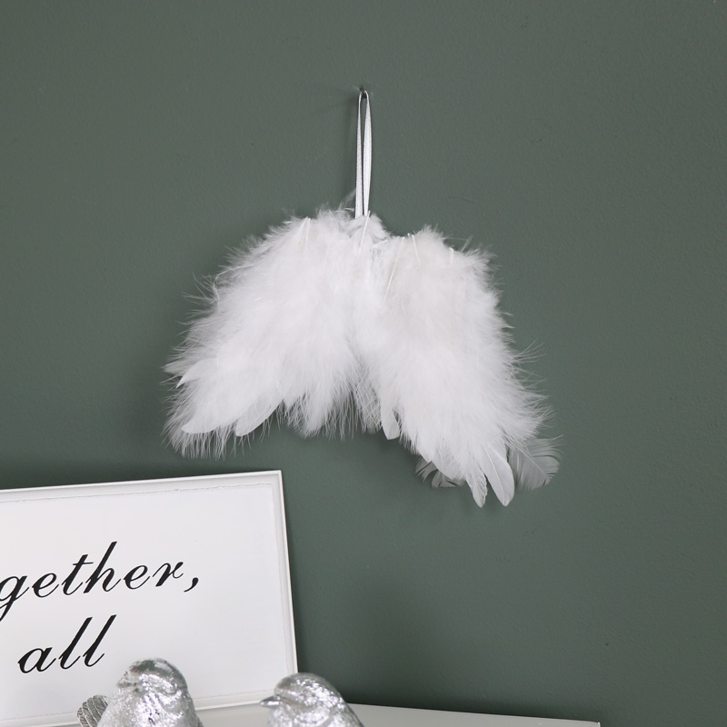 Small White Feather Angel Wings Hanging Decoration