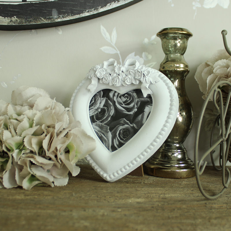 Small White Heart Photograph Frame