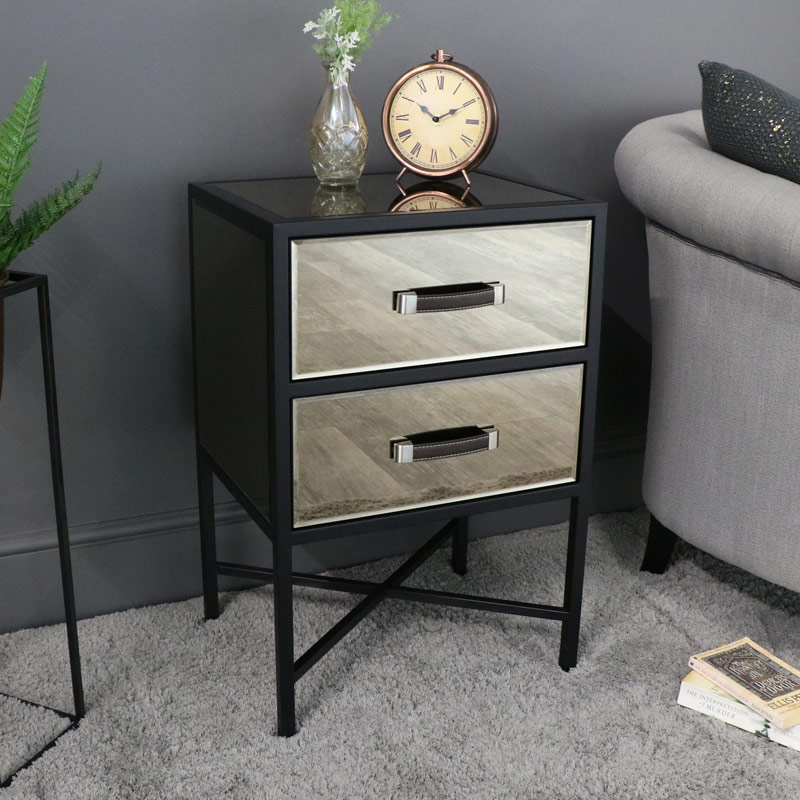 Smoked Copper Mirrored Bedside Table - Vico Range - Melody ...