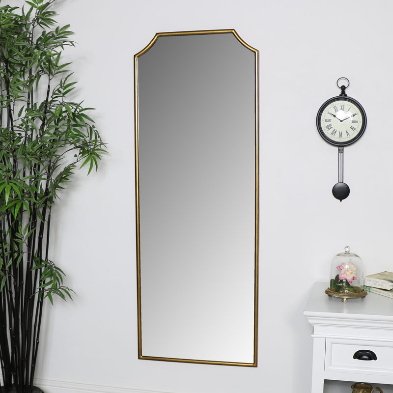 Tall Gold Arched Wall Mirror 52cm x 138cm