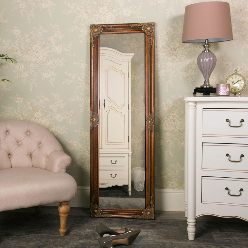Melody Maison Tall Ornate Rose Gold Pink Mirror 47cm x 142cm