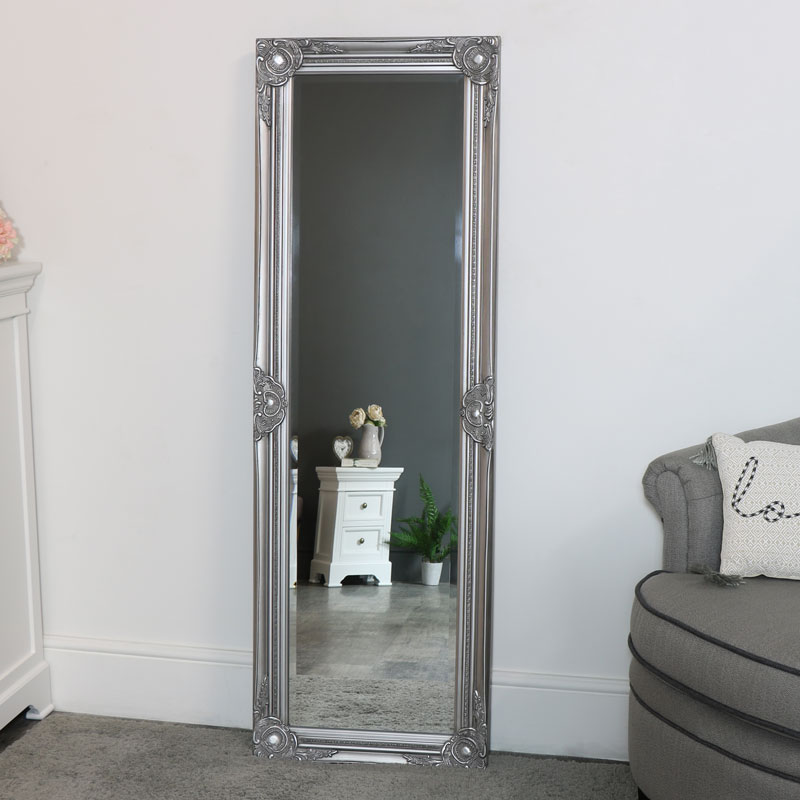 Tall Silver Mirror with Bevelled Glass 47cm x 142cm