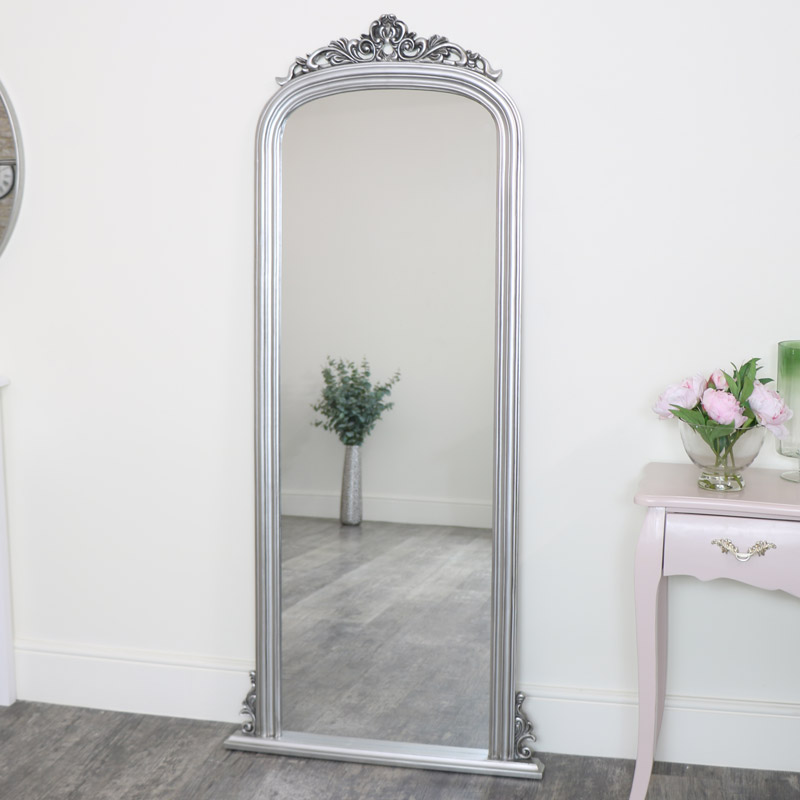 Tall Silver Ornate Vintage Wall Leaner Mirror 80cm X 180cm Leaner Mirror 80cm X 180cm, How Tall Should A Leaner Mirror Be
