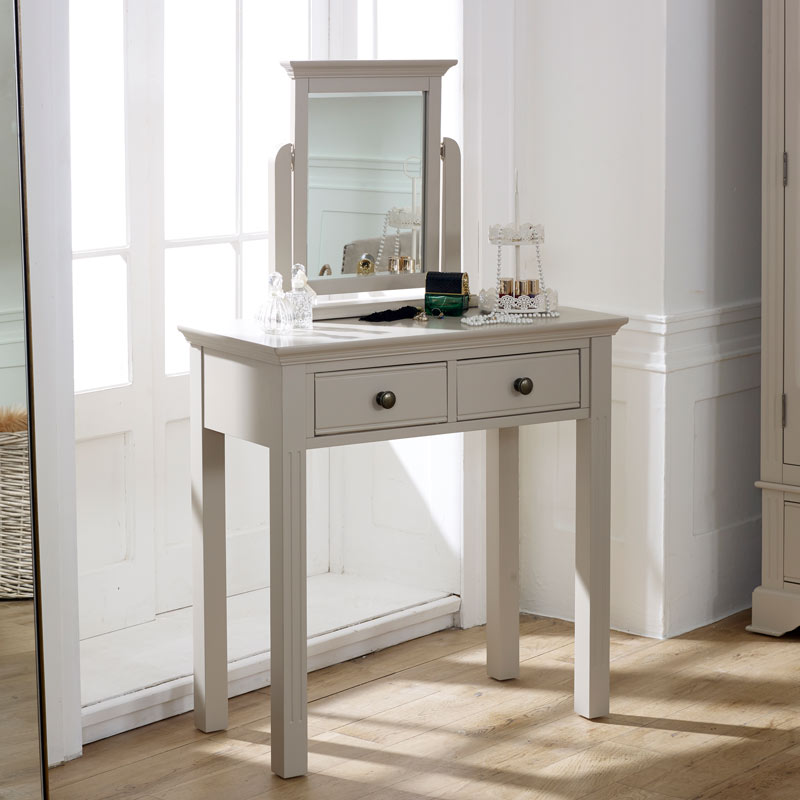 Taupe-Grey Dressing Table & Mirror Set - Davenport Taupe-Grey Range