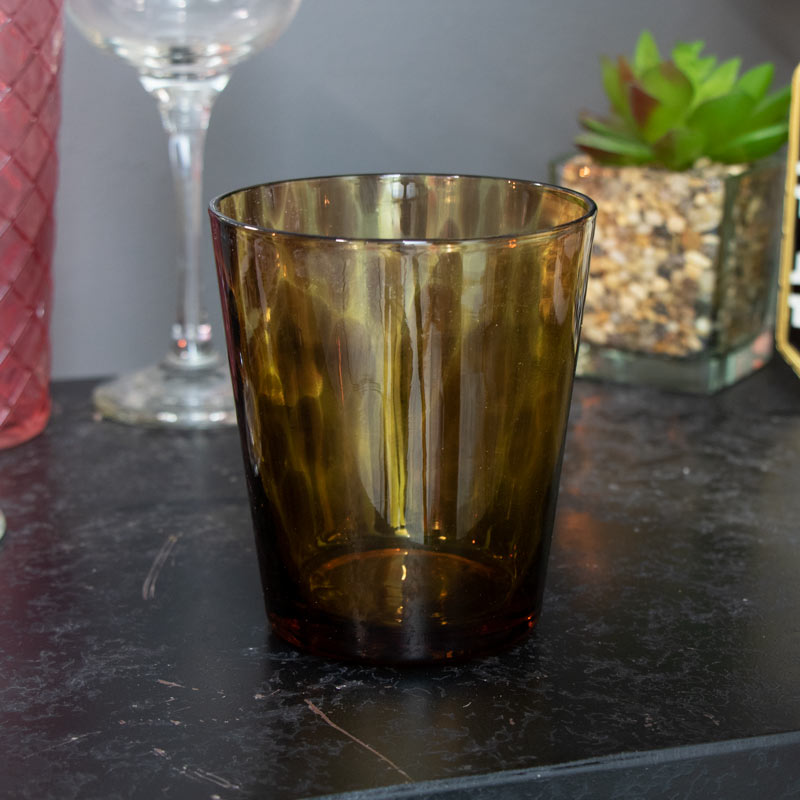 Faux Tortoise shell Glass Tealight Candle Holder