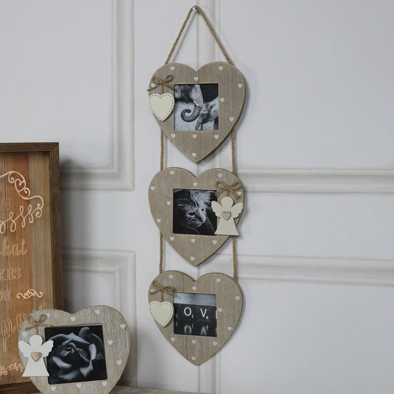 Triple Heart Hanging Photo Frames