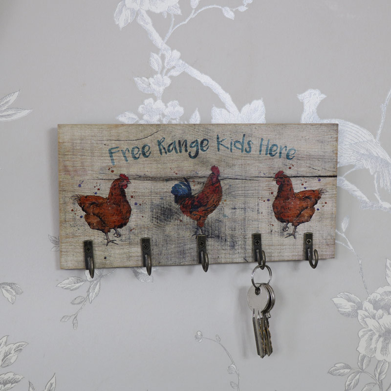 Vintage Country Style Wooden Rooster Key Hook