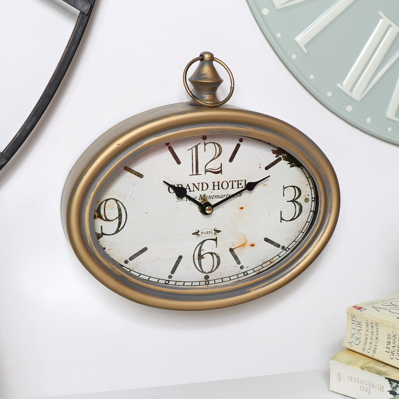 Vintage Gold Oval Wall Clock 