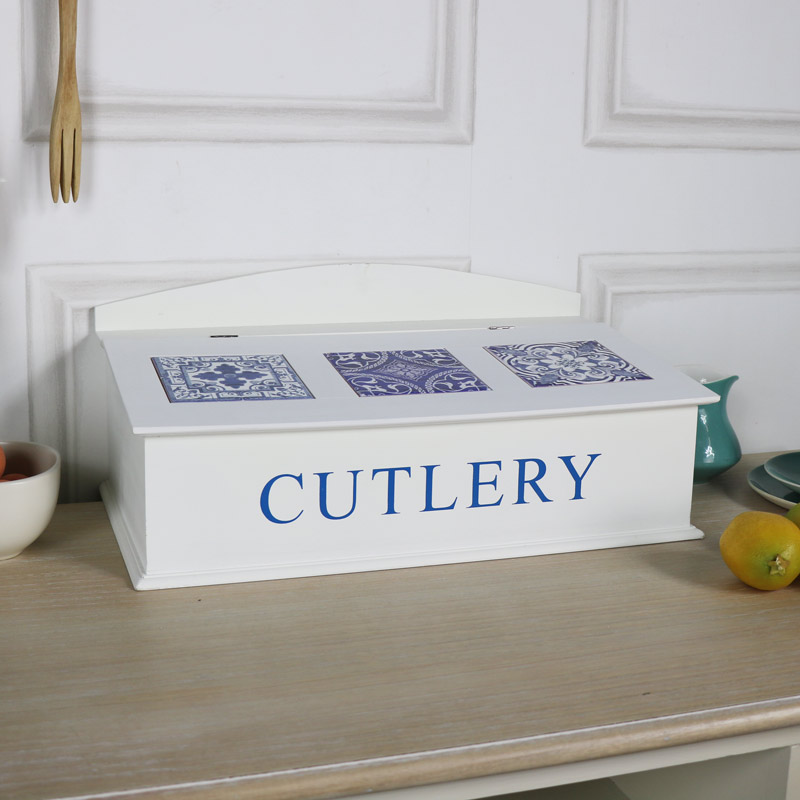 Vintage Wooden Cutlery Storage Box