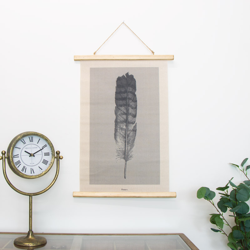 Wall Hanging Feather Canvas Scroll