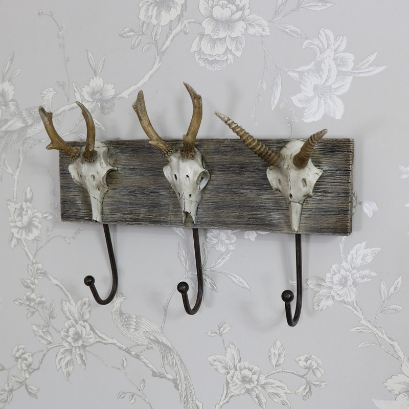 Wall Mounted Animal Skull Triple Wall Hooks