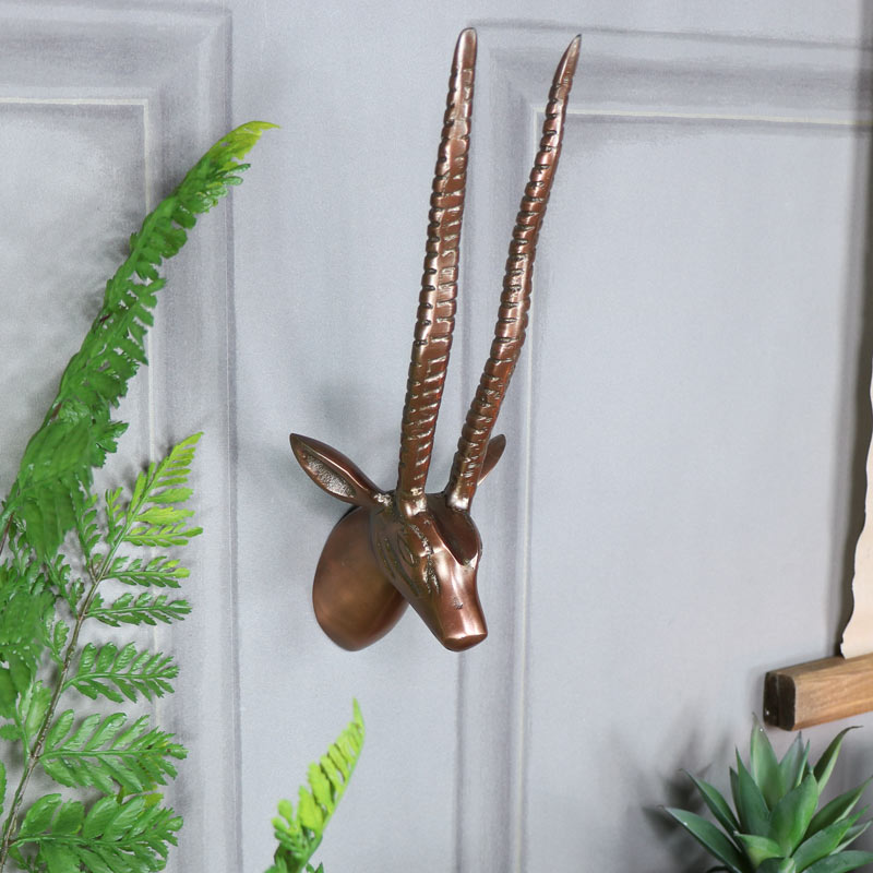 Wall Mounted Copper Antelope Head