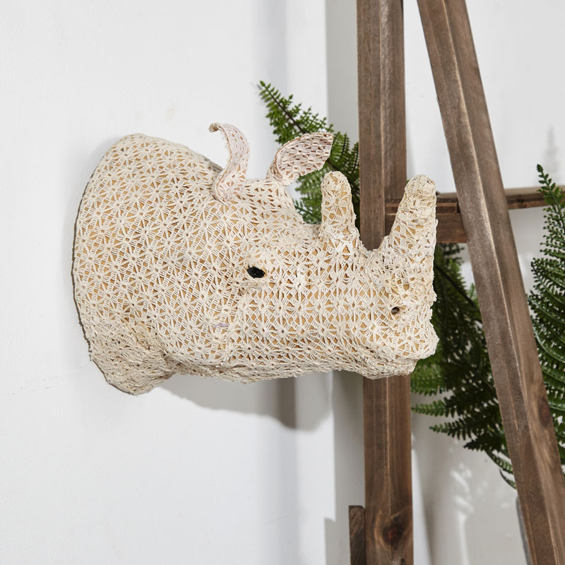 Wall Mounted Crochet Rhino Head