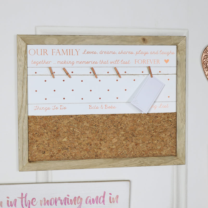 Wall Mounted 'Our Family' Memo Notice Board