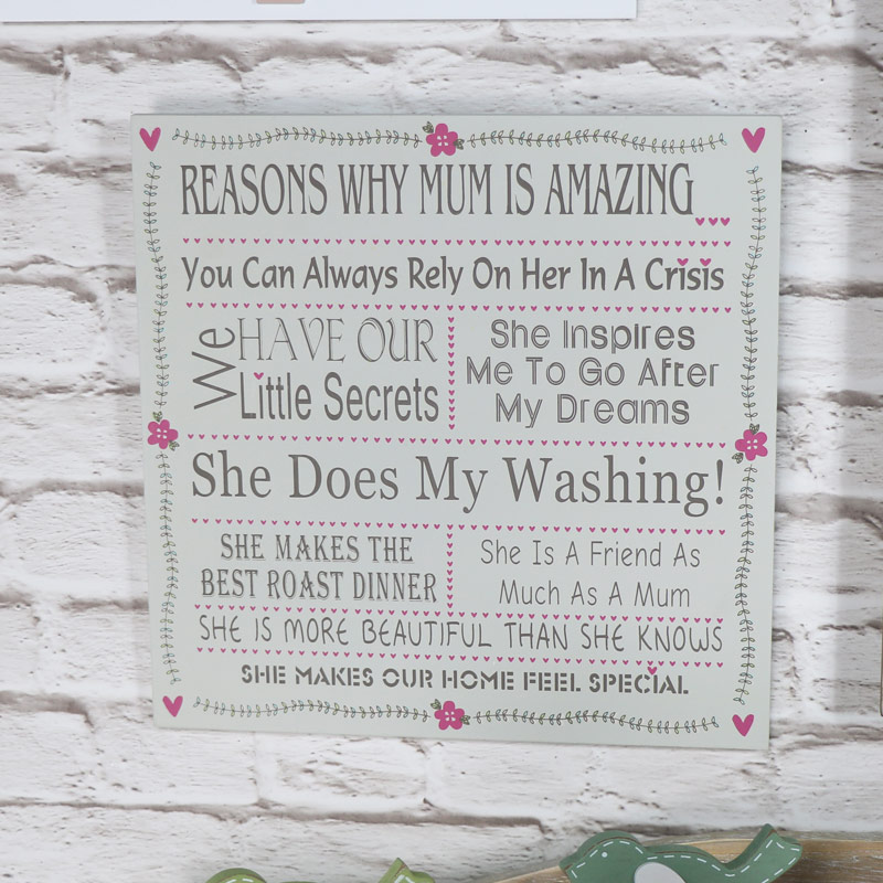 Wall Plaque 'Reasons Why Mum is amazing'