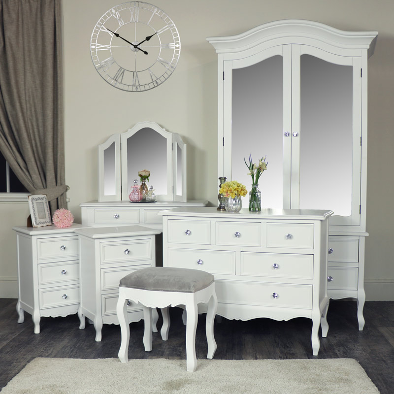 White 7 Piece Bedroom Furniture Set - Victoria Range