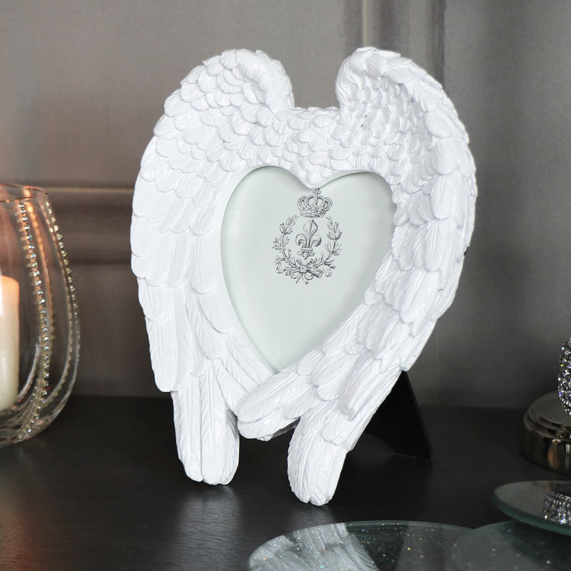 White Angel Wings Heart Photograph Frame