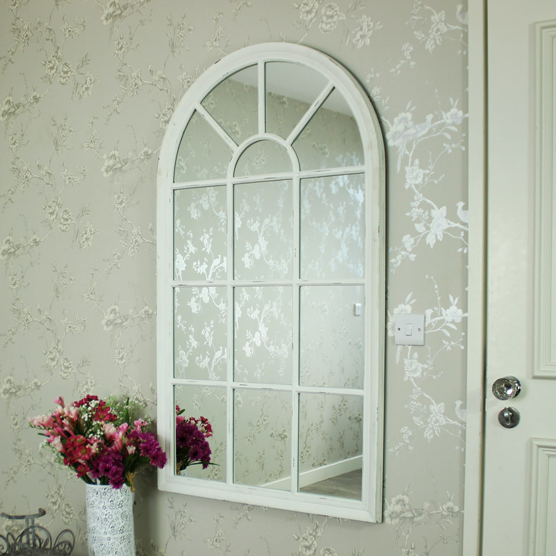 White Arched Window Mirror 