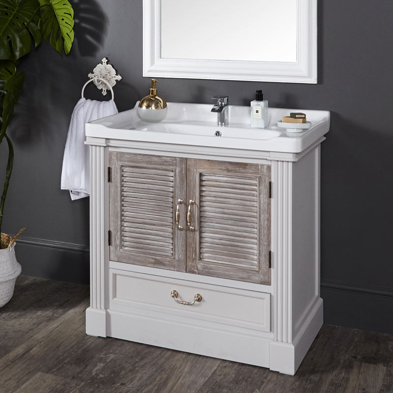 White Bathroom Vanity Unit Fearn Range