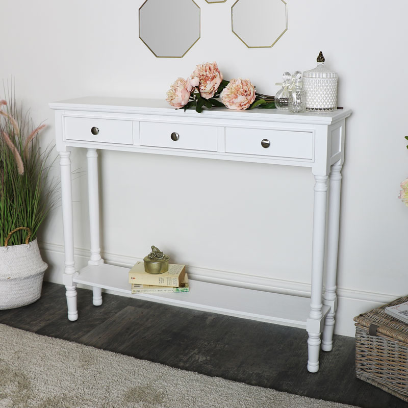 White Console Table With Shelf White Console Table With Shelf, Long White Console Table With Drawers