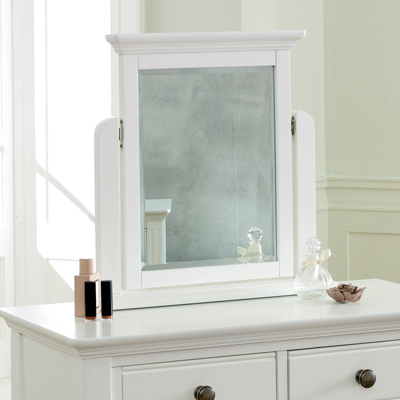 Makeup Vanity Table Freestanding Mirror Wooden White Accessory
