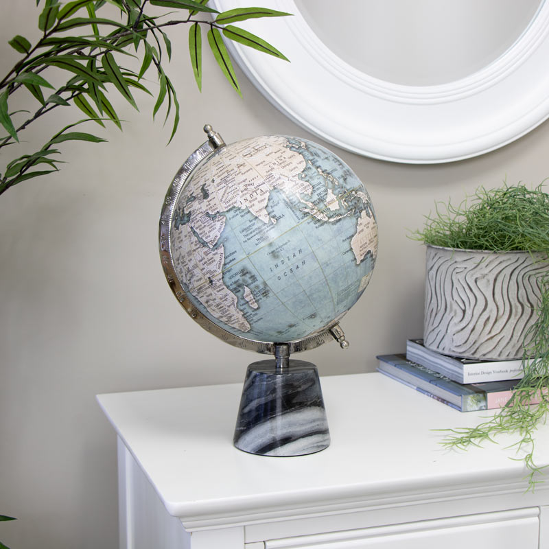 White & Grey Globe With Marble Frame 