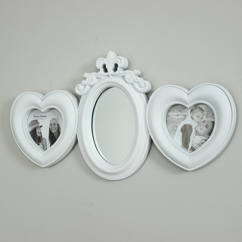 White Heart Photograph Frame with Mirror