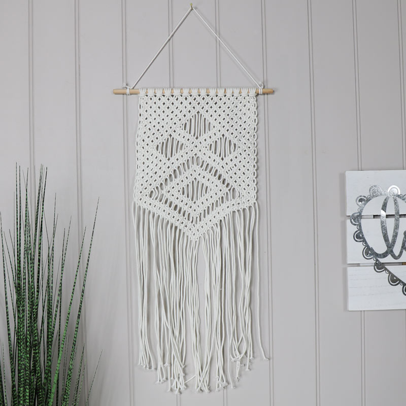 White Macramé Boho Wall hanging