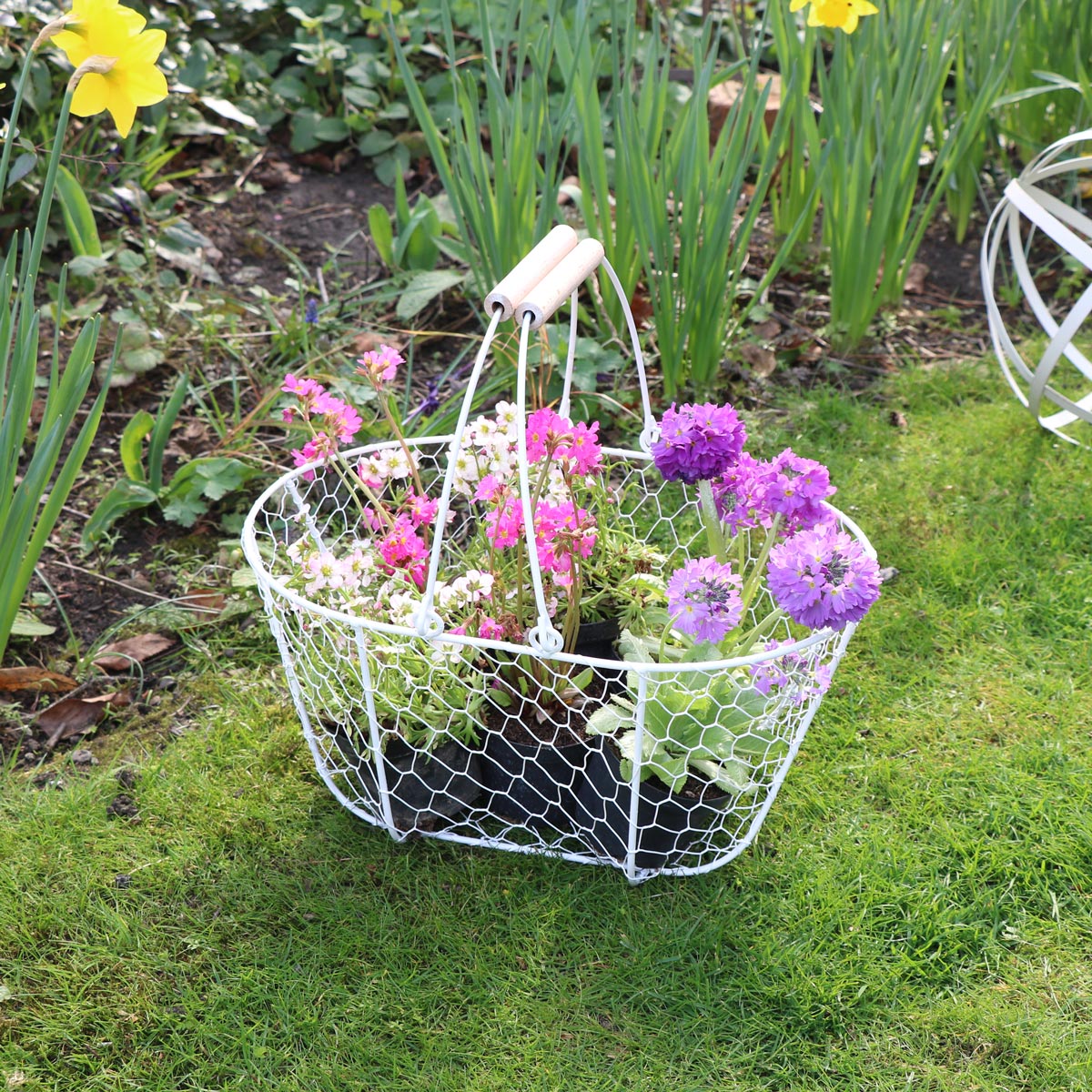 White Metal Garden Storage Trug Basket 