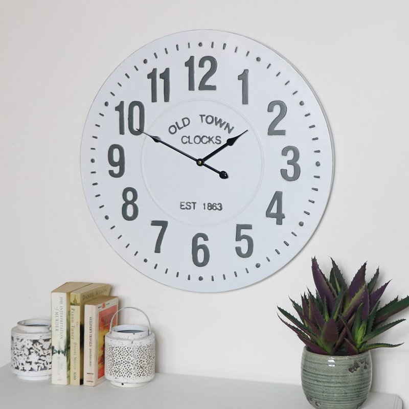 White Metal Vintage Wall Clock