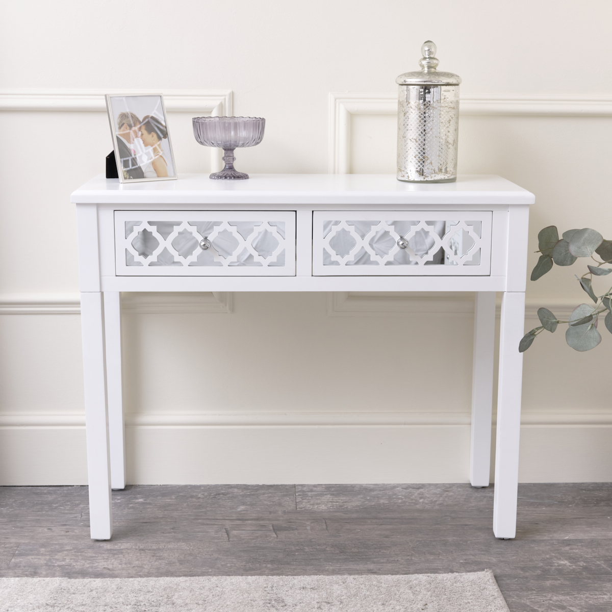 White Mirrored Console Table / Dressing Table Sabrina White Range