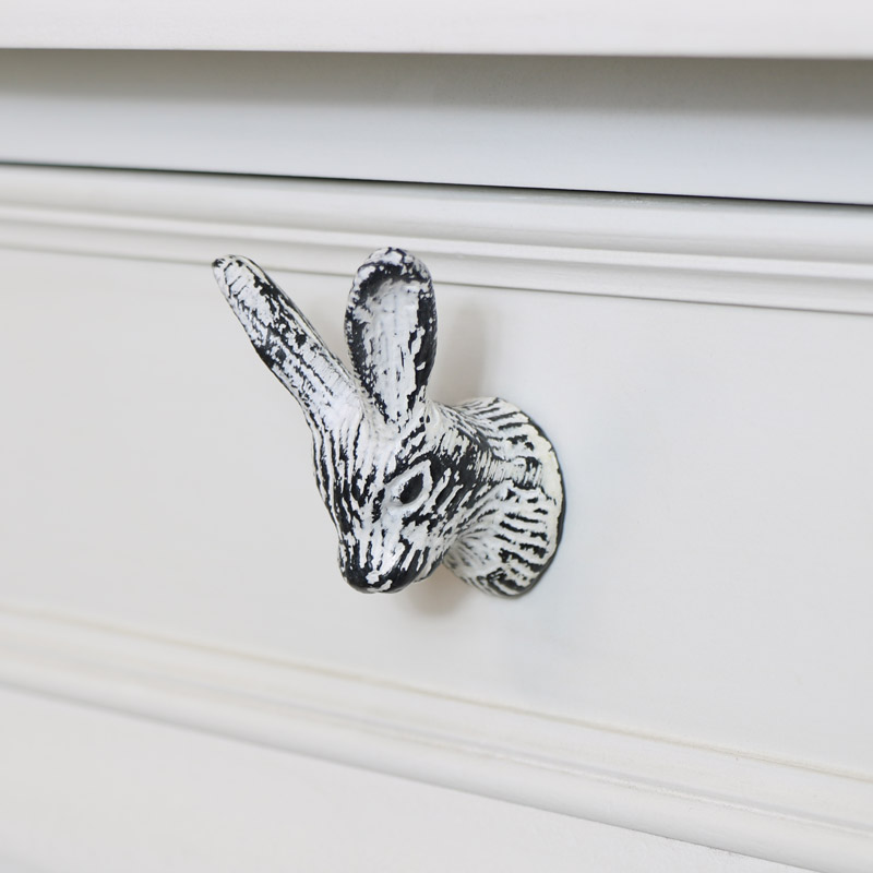 White Rabbit Head Drawer Knob